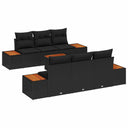 vidaXL Tuinbank Set met kussen 7 pcs Zwart Poly rattan
