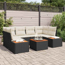 vidaXL Tuinbank Set met kussen 6 pcs Zwart Poly rattan