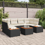 vidaXL Tuinbank Set met kussen 6 pcs Zwart Poly rattan