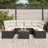 vidaXL Tuinbank Set met kussen 6 pcs Zwart Poly rattan