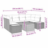 vidaXL Tuinbank Set met kussen 6 pcs Zwart Poly rattan