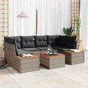 vidaXL Tuinbank Set met kussen 6 pcs Zwart Poly rattan