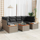 vidaXL Tuinbank Set met kussen 6 pcs Zwart Poly rattan