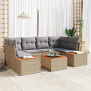 vidaXL Tuinbank Set met kussen 6 pcs Zwart Poly rattan