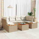 vidaXL Tuinbank Set met kussen 6 pcs Zwart Poly rattan