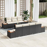 vidaXL Tuinbank Set met kussen 8 pcs Zwart Poly rattan