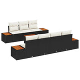 vidaXL Tuinbank Set met kussen 8 pcs Zwart Poly rattan