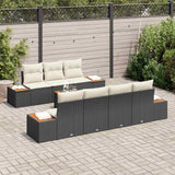 vidaXL Tuinbank Set met kussen 8 pcs Zwart Poly rattan