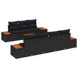 vidaXL Tuinbank Set met kussen 8 pcs Zwart Poly rattan