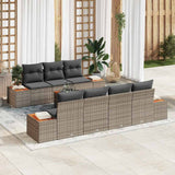 vidaXL Tuinbank Set met kussen 8 pcs Zwart Poly rattan