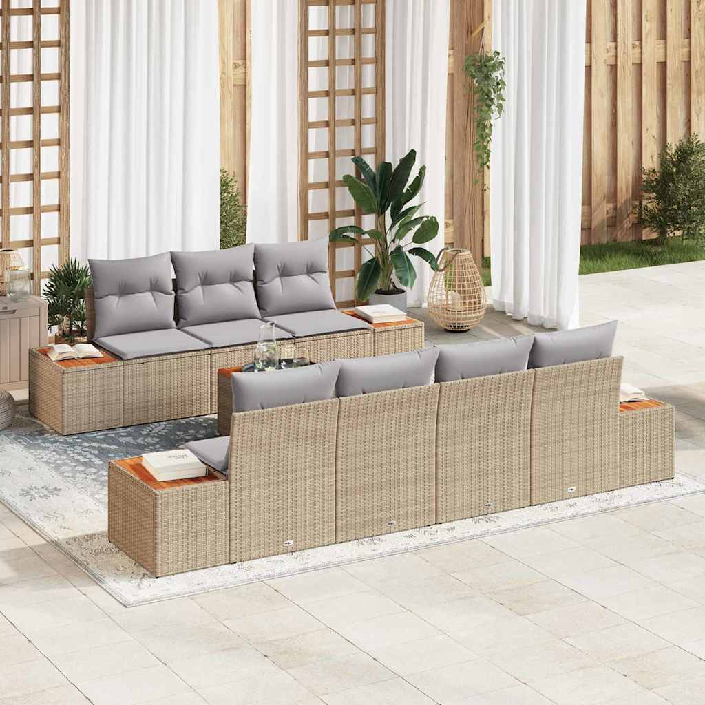 vidaXL Tuinbank Set met kussen 8 pcs Zwart Poly rattan