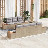 vidaXL Tuinbank Set met kussen 8 pcs Zwart Poly rattan