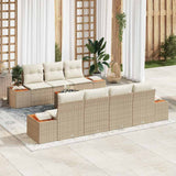 vidaXL Tuinbank Set met kussen 8 pcs Zwart Poly rattan