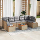 vidaXL Tuinbank Set met kussen 8 pcs Zwart Poly rattan