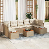 vidaXL Tuinbank Set met kussen 8 pcs Zwart Poly rattan