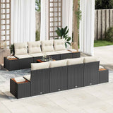 vidaXL Garden Lounge Set with cushions 9 pcs Black Poly Rattan