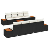 vidaXL Garden Lounge Set with cushions 9 pcs Black Poly Rattan