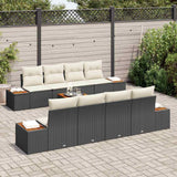 vidaXL Garden Lounge Set with cushions 9 pcs Black Poly Rattan