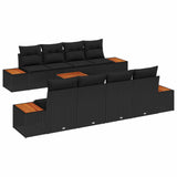 vidaXL Garden Lounge Set with cushions 9 pcs Black Poly Rattan