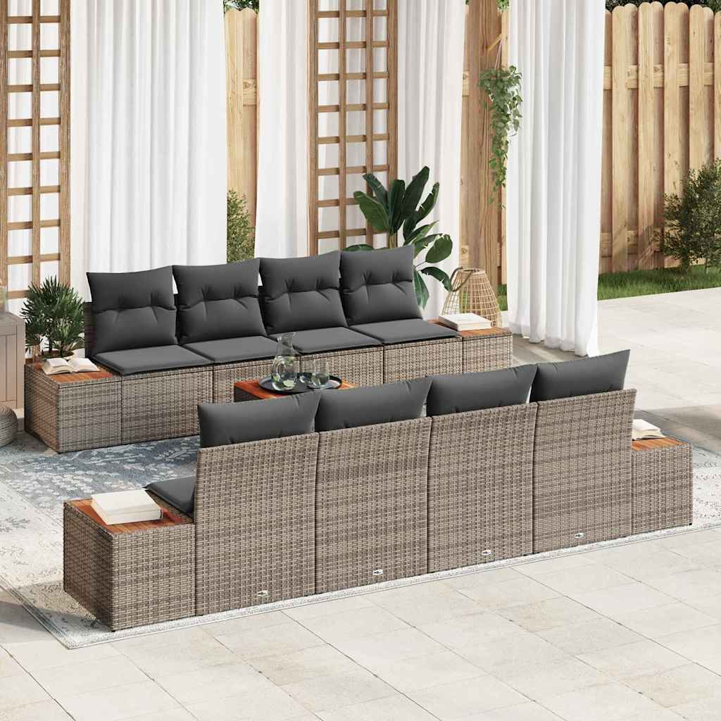 vidaXL Garden Lounge Set with cushions 9 pcs Black Poly Rattan