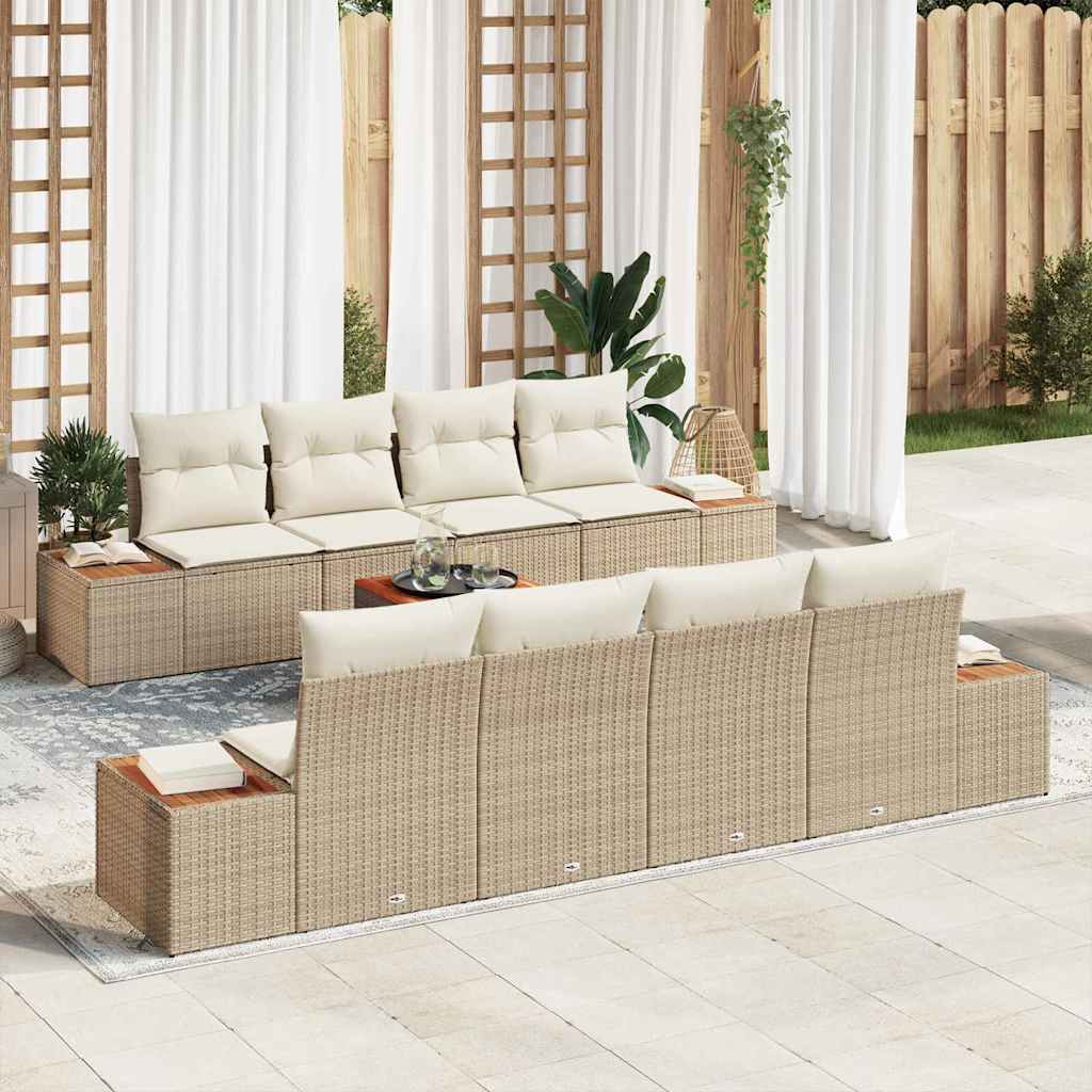 vidaXL Garden Lounge Set with cushions 9 pcs Black Poly Rattan