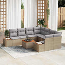 vidaXL Tuinbank Set met kussen 9 pcs Zwart Poly rattan