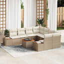 vidaXL Tuinbank Set met kussen 9 pcs Zwart Poly rattan