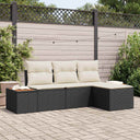 vidaXL Tuinbank Set met kussen met kussen 4 pcs Zwart poly rattan