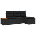 vidaXL Tuinbank Set met kussen met kussen 4 pcs Zwart poly rattan