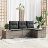 vidaXL Tuinbank Set met kussen met kussen 4 pcs Zwart poly rattan