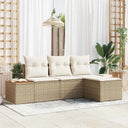 vidaXL Tuinbank Set met kussen met kussen 4 pcs Zwart poly rattan