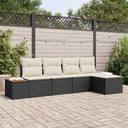 vidaXL Tuinbank Set met kussen 5 pcs Zwart Poly rattan