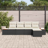 vidaXL Tuinbank Set met kussen 5 pcs Zwart Poly rattan