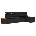 vidaXL Tuinbank Set met kussen 5 pcs Zwart Poly rattan