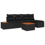vidaXL Tuinbank Set met kussen 5 pcs Zwart Poly rattan