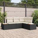 vidaXL Tuinbank Set met kussen 5 pcs Zwart Poly rattan