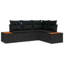 vidaXL Tuinbank Set met kussen 5 pcs Zwart Poly rattan