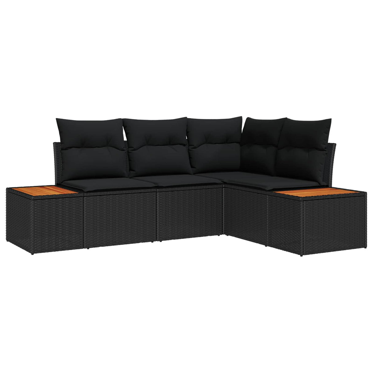 vidaXL Tuinbank Set met kussen 5 pcs Zwart Poly rattan