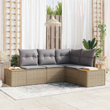vidaXL Tuinbank Set met kussen 5 pcs Zwart Poly rattan