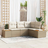 vidaXL Tuinbank Set met kussen 5 pcs Zwart Poly rattan