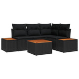 vidaXL Tuinbank Set met kussen 5 pcs Zwart Poly rattan