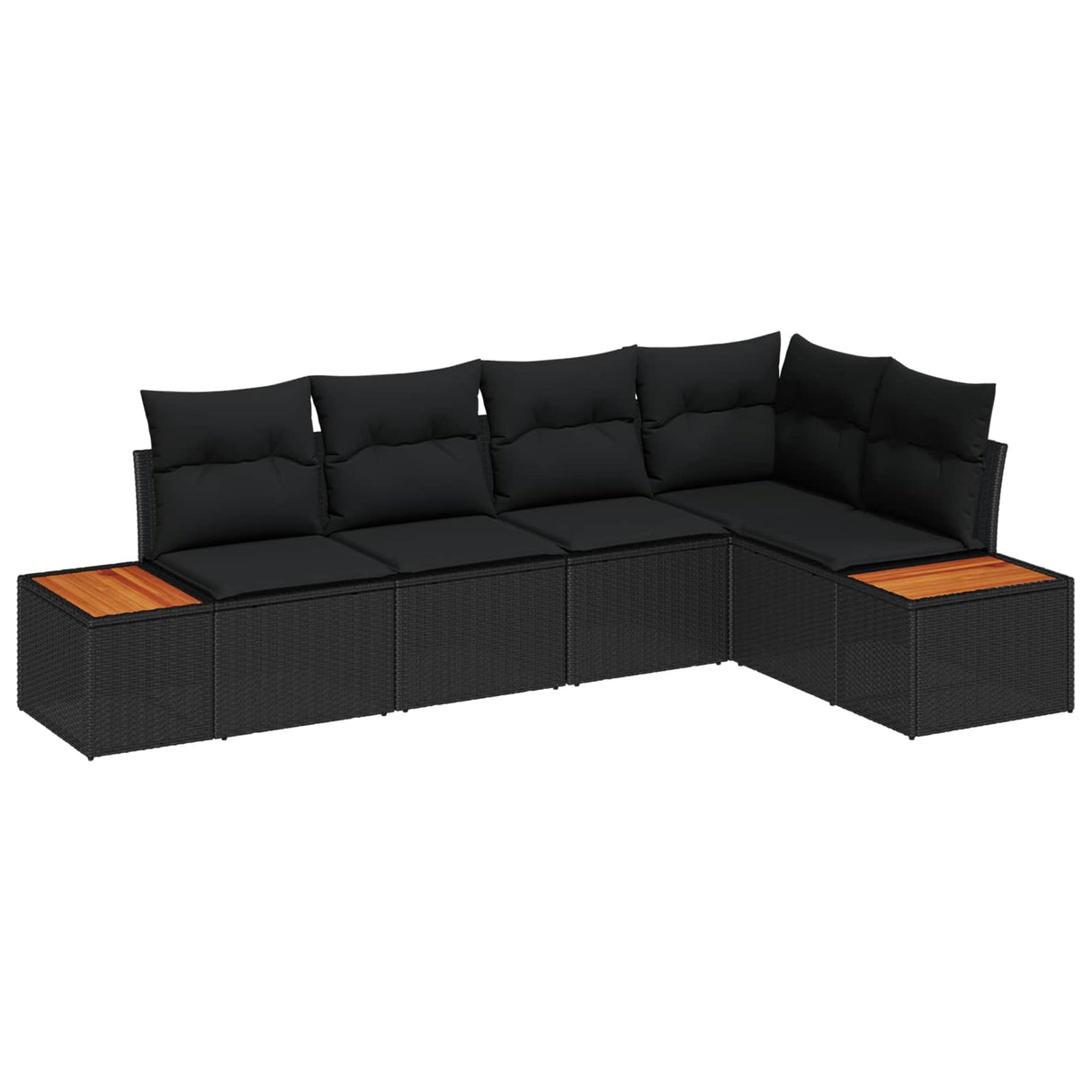 vidaXL Tuinbank Set met kussen 5 pcs Zwart Poly rattan