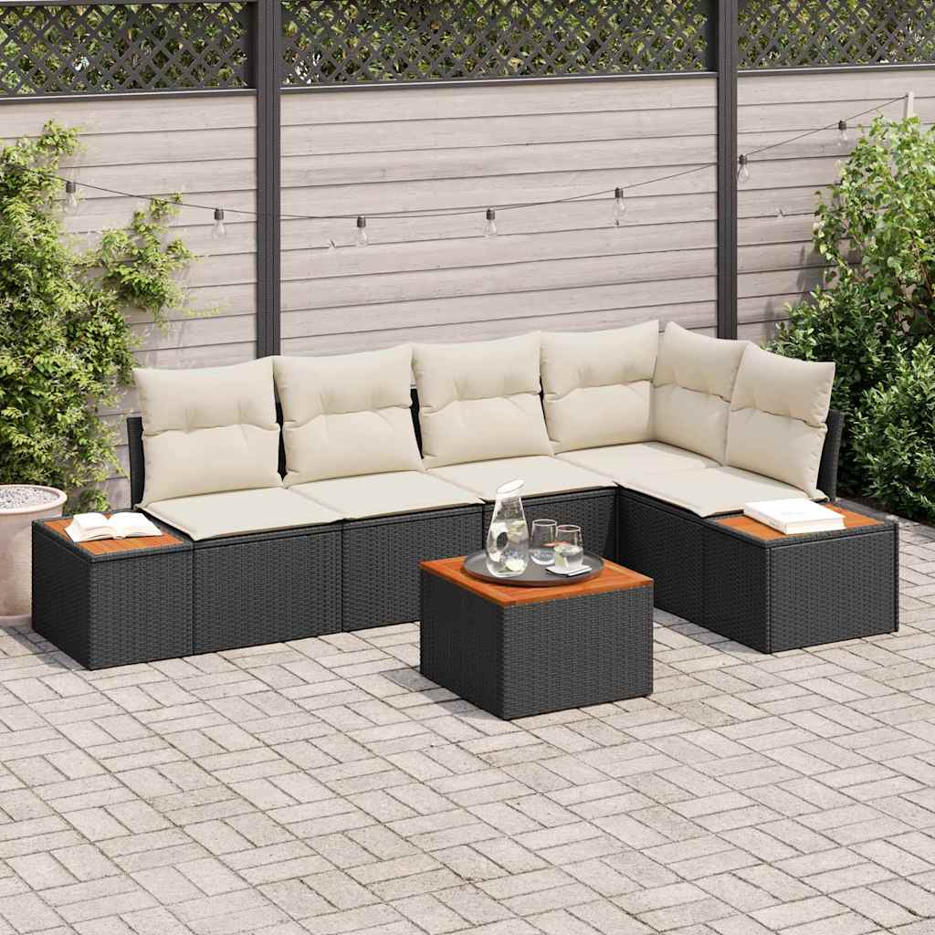 vidaXL Tuinbank Set met kussen 5 pcs Zwart Poly rattan