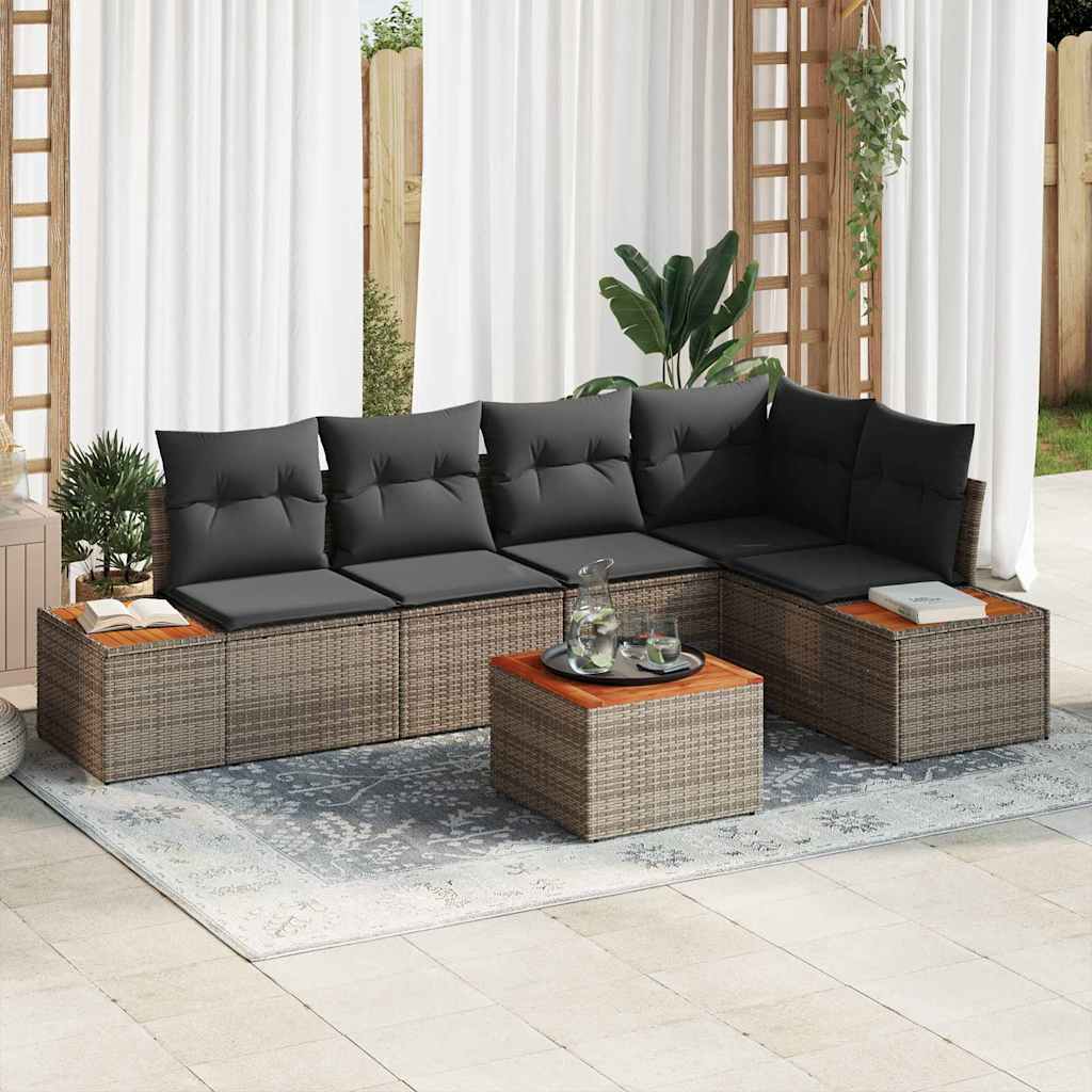 vidaXL Tuinbank Set met kussen 5 pcs Zwart Poly rattan