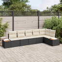 vidaXL Tuinbank Set met kussen 6 pcs Zwart Poly rattan