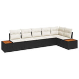 vidaXL Tuinbank Set met kussen 6 pcs Zwart Poly rattan