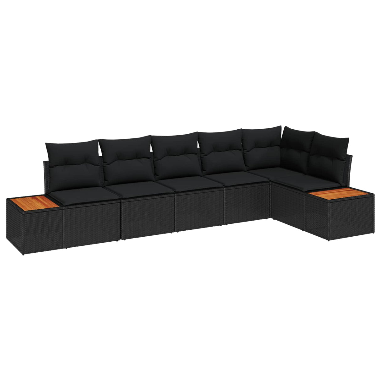 vidaXL Tuinbank Set met kussen 6 pcs Zwart Poly rattan