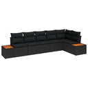 vidaXL Tuinbank Set met kussen 6 pcs Zwart Poly rattan