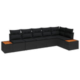 vidaXL Tuinbank Set met kussen 6 pcs Zwart Poly rattan