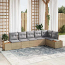 vidaXL Tuinbank Set met kussen 6 pcs Zwart Poly rattan